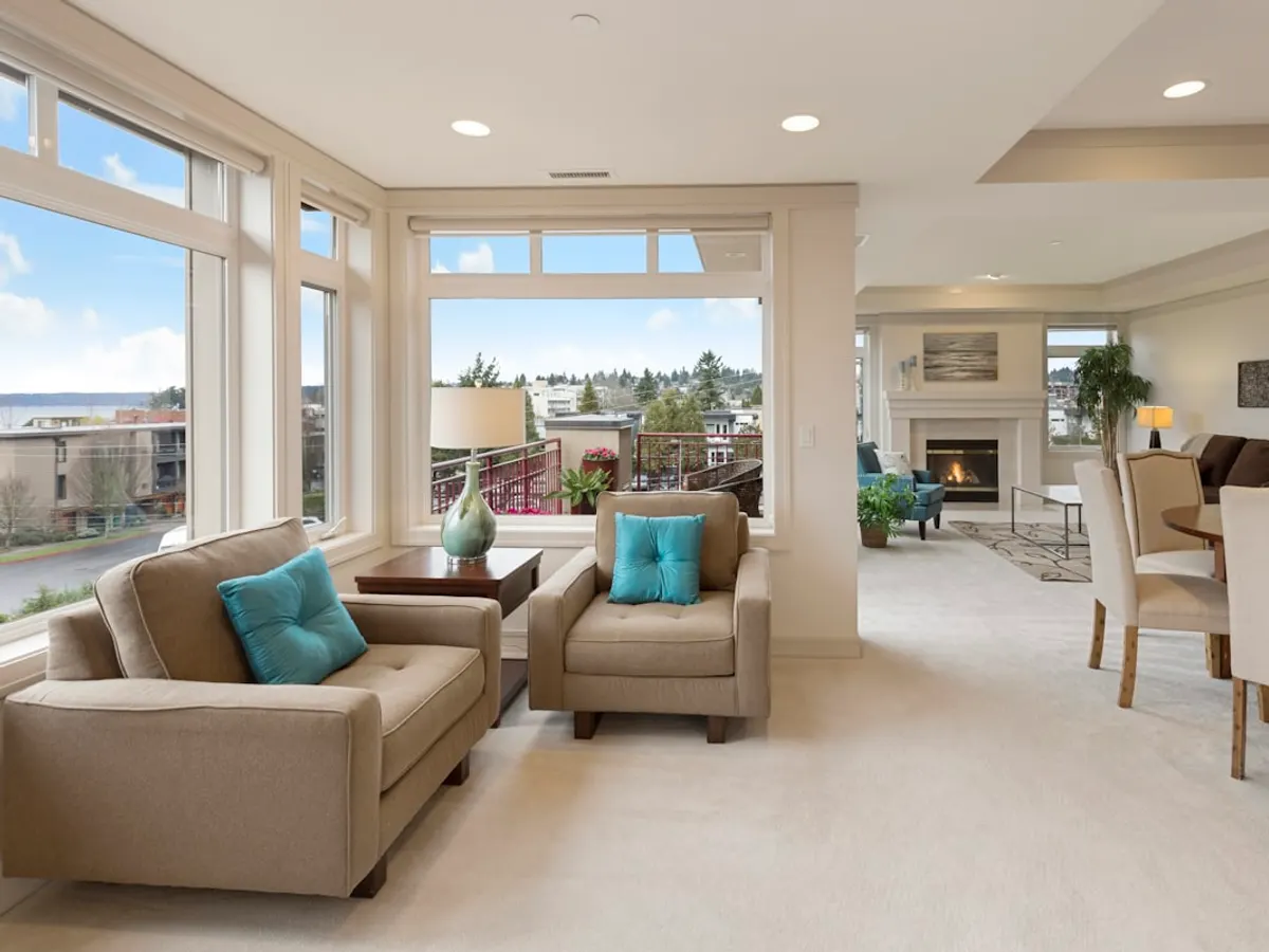 Bright renovated apartment living room